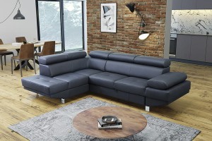 Narożnik GENESIS - PROMOCJA w skórze gr.I ( z funkcją spania - lewy ) - GKI DESIGN