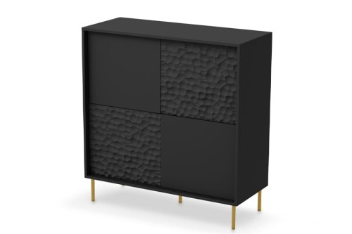 Komoda BULLET KM-2 czarna, nogi złote
