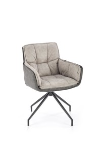 Krzesło K523 - materiał: tkanina - tkanina, eko skóra popielaty-czarny, stal malowana proszkowo 