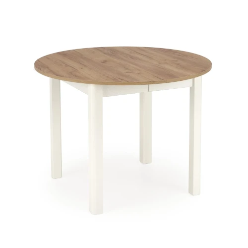 tół rozkładany RINGO kolor blat dąb craft, nogi - biały ( 102-142x102x76 cm )