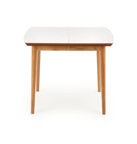 Stół rozkładany BARRET 90-190x80x75 cm - biały mat, nogi - dąb lefkas