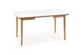 Stół rozkładany BARRET 90-190x80x75 cm - biały mat, nogi - dąb lefkas