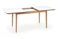 Stół rozkładany BRADLEY 140-185x80x75 cm - blat - biały mat, nogi - dąb lefkas