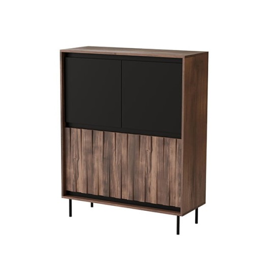 Komoda SWING KM-2 - orzechowy/czarny, nogi: czarny