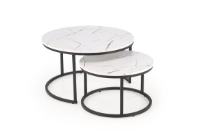 Zestaw 2 ław JAVA - biały marmur / czarny 