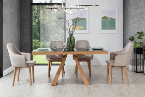 Stół rozkładany PLANK 90x160-260 cm ( blat LACOBEL - buk, dąb ) - BOMAR MEBLE