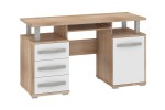 Biurko ANGEL 1D3S - sonoma jasna-biały połysk