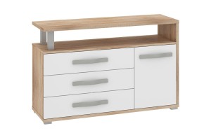 Komoda ANGEL 1D3S - sonoma jasna-biały połysk