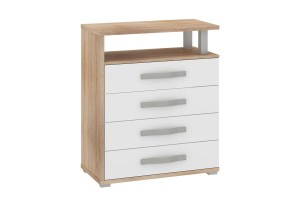 Komoda ANGEL 4S - sonoma jasna-biały połysk