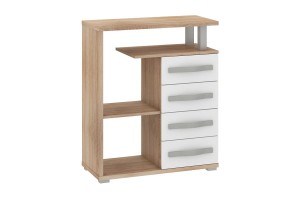 Regał niski ANGEL 4S - sonoma jasna-biały połysk