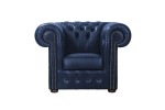 Fotel skórzany Dubaj blue Chesterfield King - ROYAL SOFA