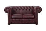 Sofa dwuosobowa skórzana wiśnowa Chesterfield King - ROYAL SOFA