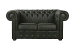 Sofa dwuosobowa skórzana zielona Chesterfield King - ROYAL SOFA
