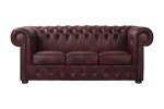 Sofa trzyosobowa skórzana wiśnowa Chesterfield King - ROYAL SOFA