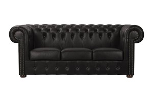 Sofa trzyosobowa skórzana czarna Chesterfield King - ROYAL SOFA