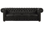Sofa czteroosobowa skórzana czarna Chesterfield King - ROYAL SOFA