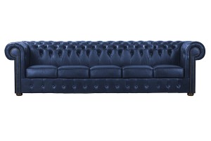 Sofa pięcioosobowa skórzana Dubaj blue Chesterfield King - ROYAL SOFA