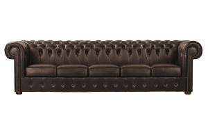 Sofa pięcioosobowa skórzana brązowa Chesterfield King - ROYAL SOFA