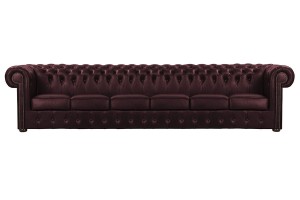 Sofa sześcioosobowa skórzana wiśnowa Chesterfield King - ROYAL SOFA