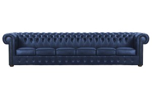 Sofa sześcioosobowa skórzana Dubaj blue Chesterfield King - ROYAL SOFA