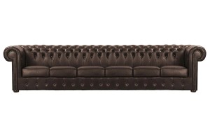 Sofa sześcioosobowa skórzana brązowa Chesterfield King - ROYAL SOFA