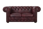 Sofa dwuosobowa skórzana wiśnowa Chesterfield King XL - ROYAL SOFA