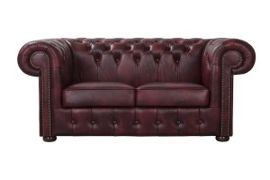 Sofa dwuosobowa skórzana wiśnowa Chesterfield King XL - ROYAL SOFA