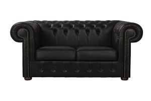 Sofa dwuosobowa skórzana czarna Chesterfield King XL - ROYAL SOFA