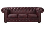 Sofa trzyosobowa skórzana wiśnowa Chesterfield King XL - ROYAL SOFA