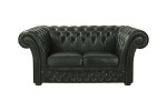 Sofa dwuosobowa skórzana zielona Chesterfield Hampton - ROYAL SOFA