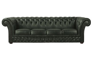 Sofa czteroosobowa skórzana zielona Chesterfield Hampton - ROYAL SOFA