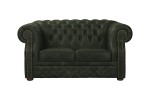 Sofa skórzana dwuosobowa zielona Chesterfield Manchester - ROYAL SOFA