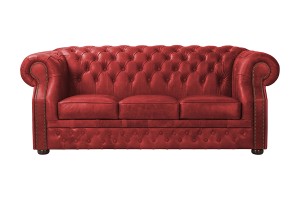 Sofa skórzana trzyosobowa czerwona Chesterfield Manchester - ROYAL SOFA