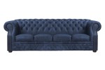 Sofa skórzana czterosobowa Dubaj Blue Chesterfield Manchester - ROYAL SOFA