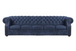 Sofa skórzana pięciosobowa Dubaj Blue Chesterfield Manchester - ROYAL SOFA
