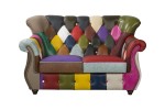 Sofa skórzana dwuosobowa wielokolorowa Chesterfield Patchwork Londyn - ROYAL SOFA